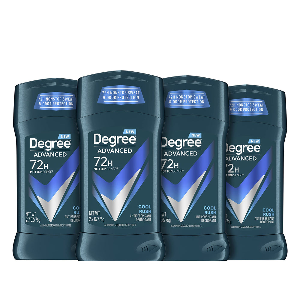 Degree Men Cool Rush stick application promotes all-day freshness during activity.