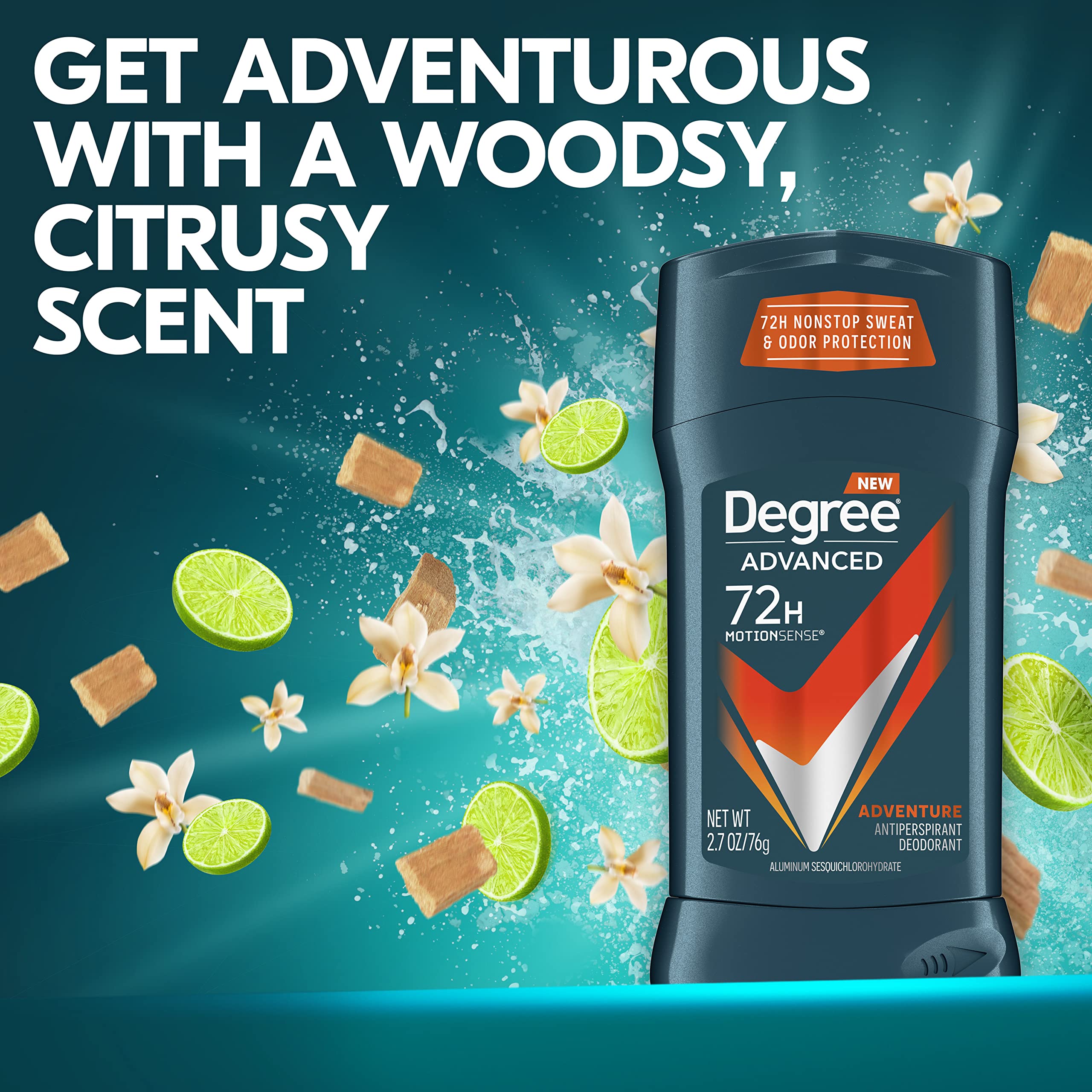 Degree Men microencapsulated scent technology close-up for subtle fragrance bursts.