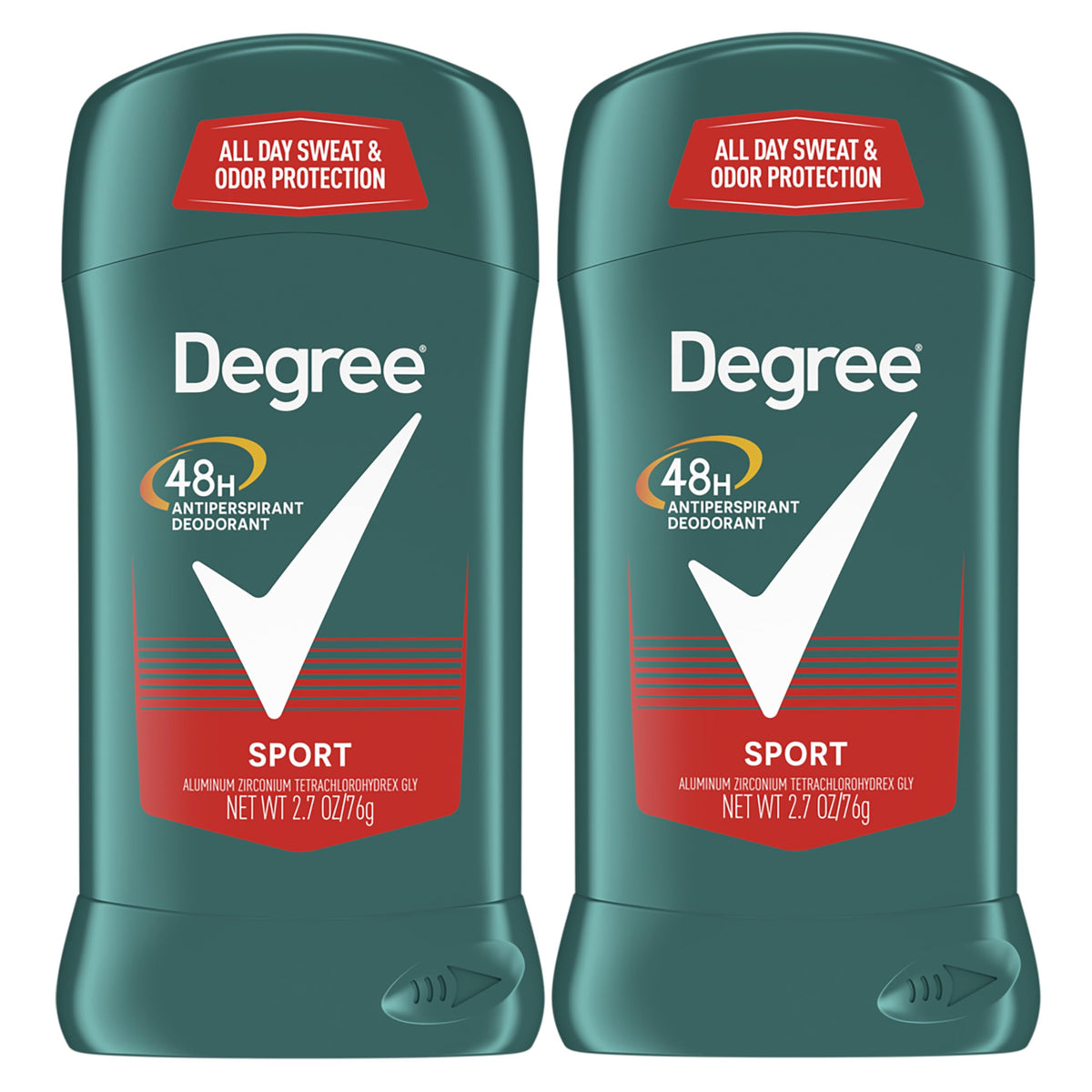 Degree Men Sport antiperspirant stick twin pack front view for all-day protection