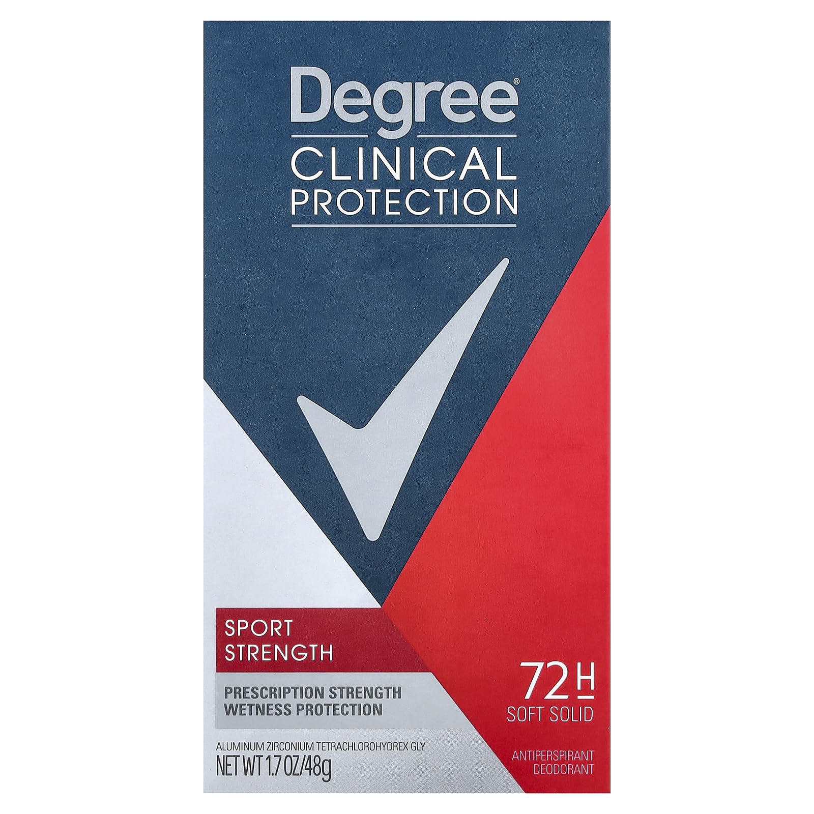 Degree Men Sport Strength label and packaging indicating 3-pack convenience.