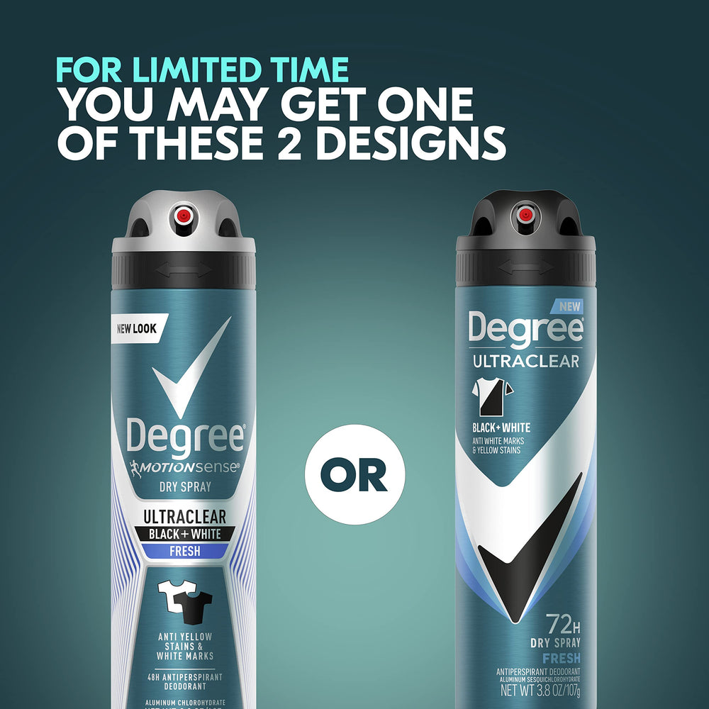 Degree Men UltraClear Black and White Fresh packaging for daily protection.