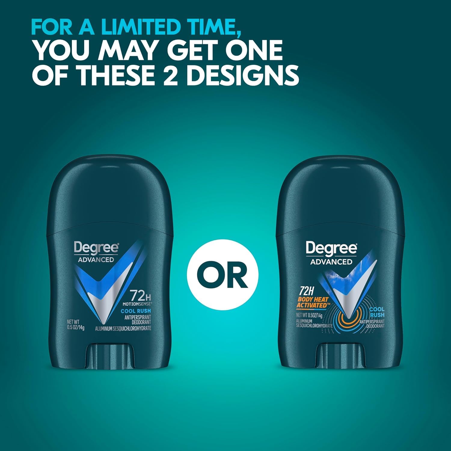 Degree Men Cool Rush Arctic scent emphasizing a refreshing feel.
