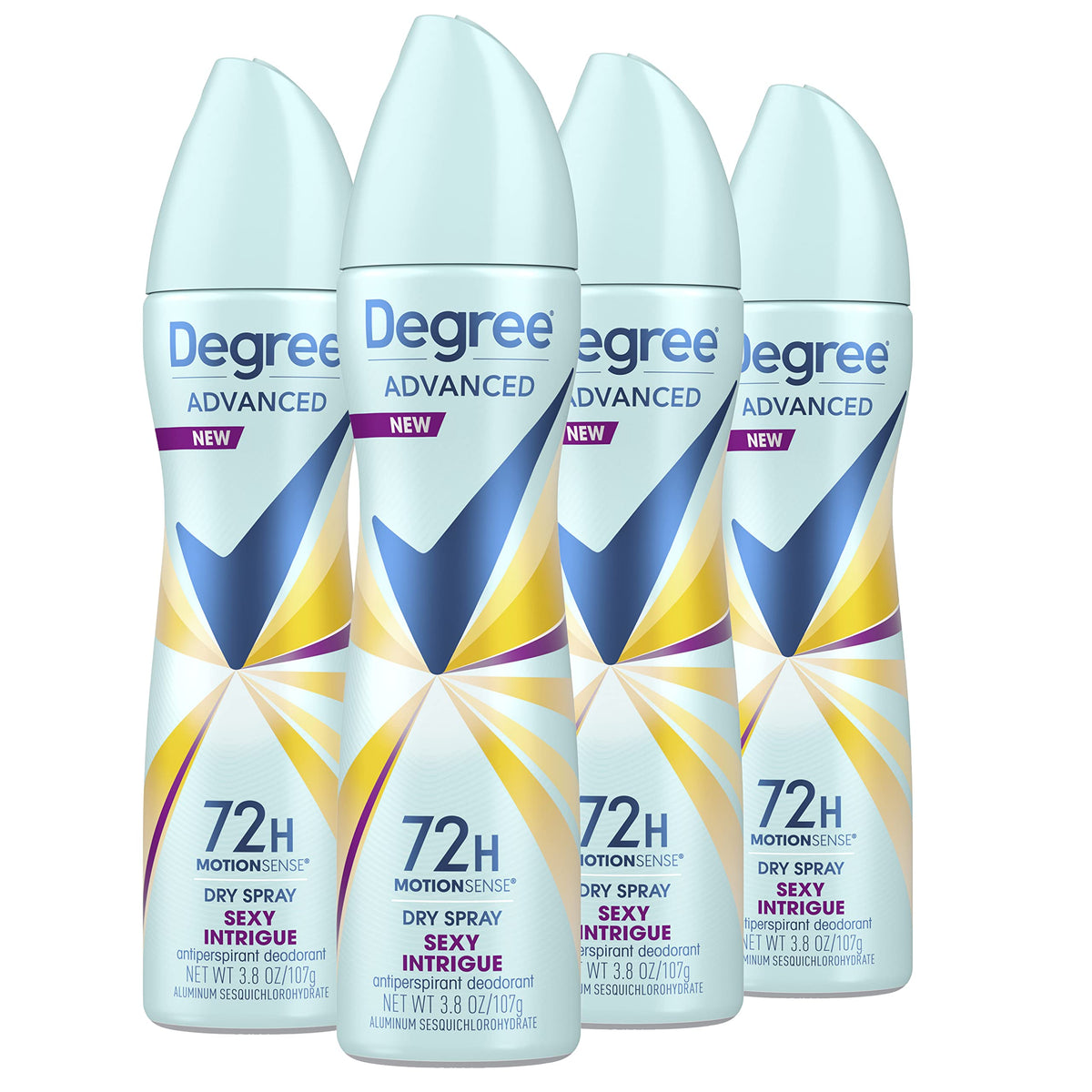 Degree Sexy Intrigue dry spray bottle ready for daily use with quick-dry action.