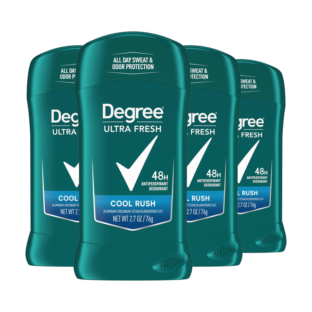 Degree Ultra Fresh Cool Rush stick application demonstrates long-lasting dryness.