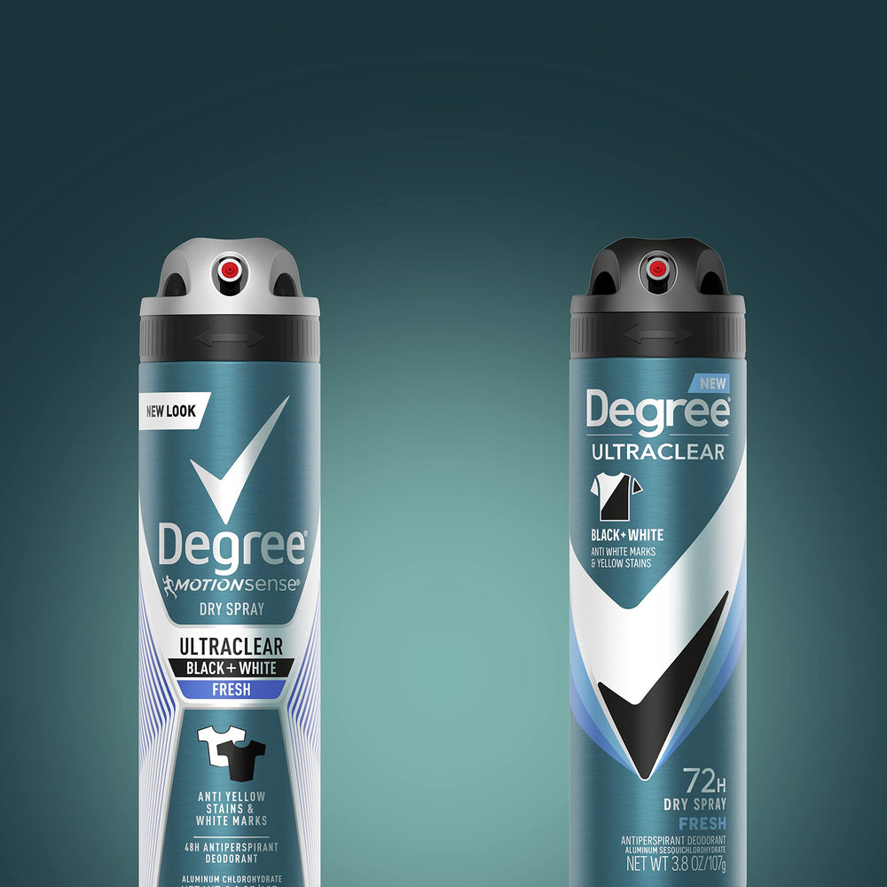 Degree UltraClear stain protection on black clothes in action.
