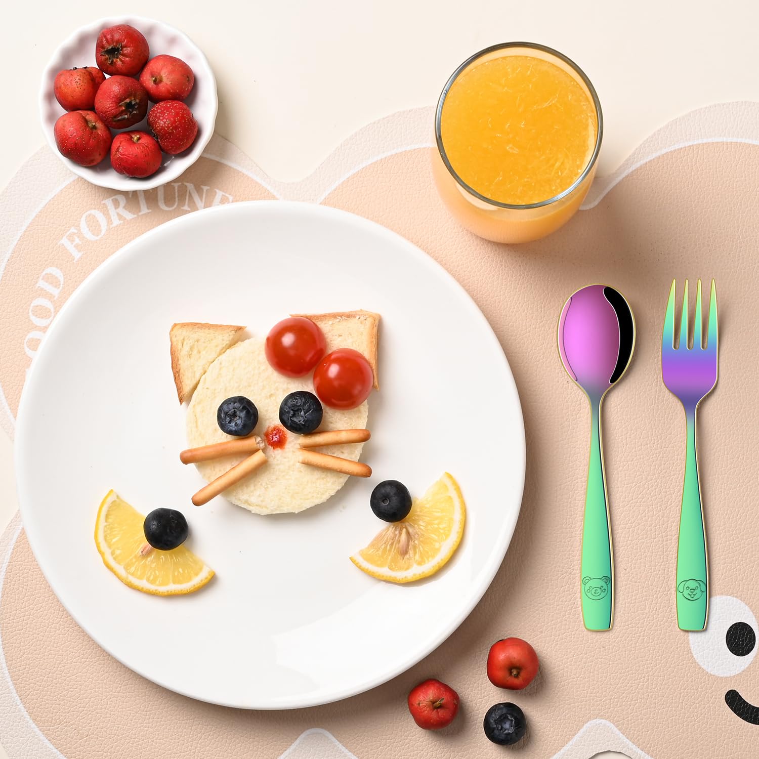 Dehov Rainbow toddler utensils set gift packaging ready for gifting.