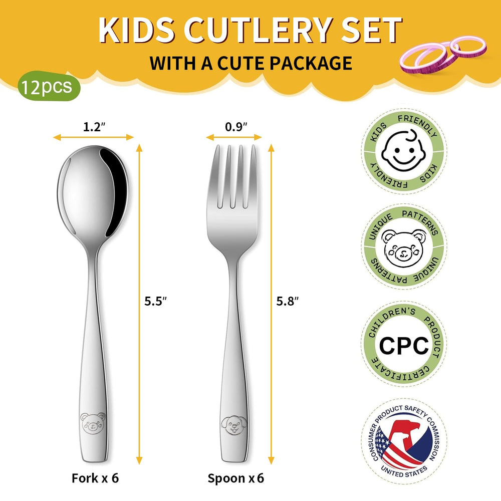 DEHOV toddler utensils set forks designed for tiny grips, promoting self-feeding.