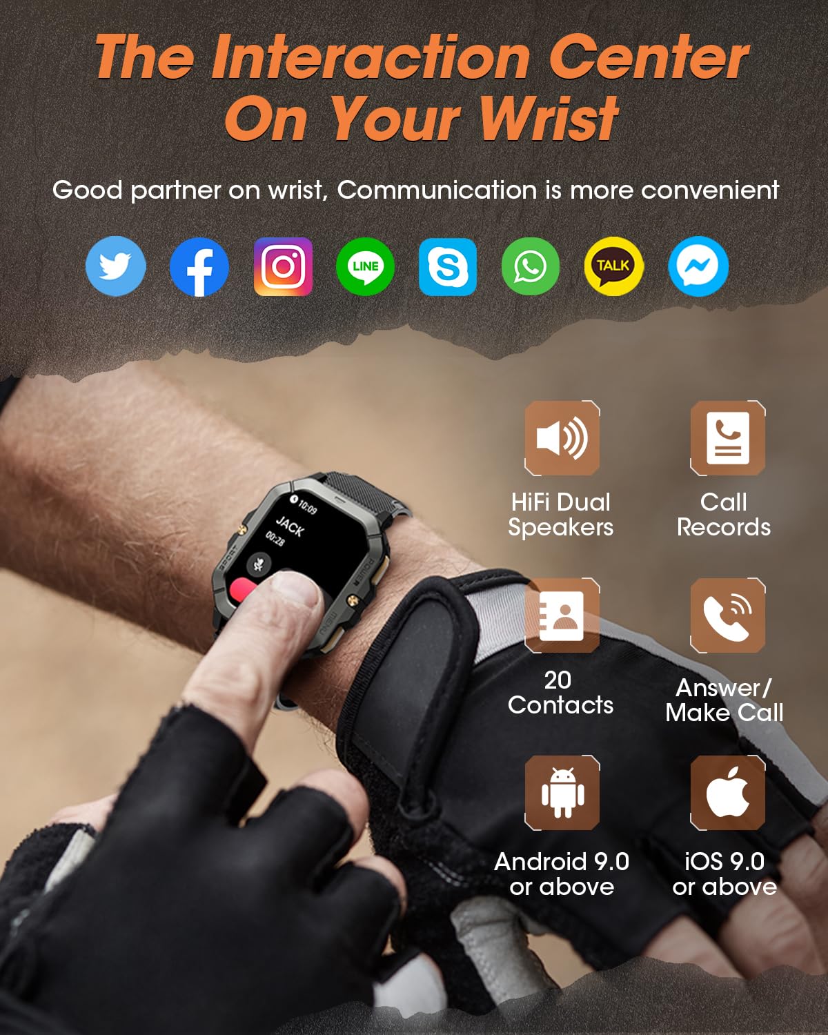 DEKELIFE military smartwatch sport modes tracks 100+ modes for versatile training