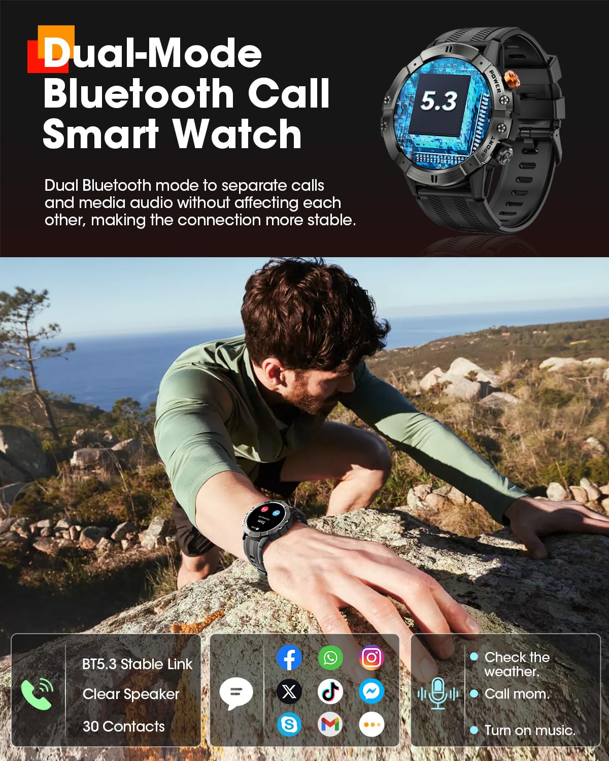 DEKELIFE smart watch with 124 sports modes for diverse training.
