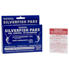Dekko Silverfish Paks placed in furniture, discreet bite-sized bait around edges.
