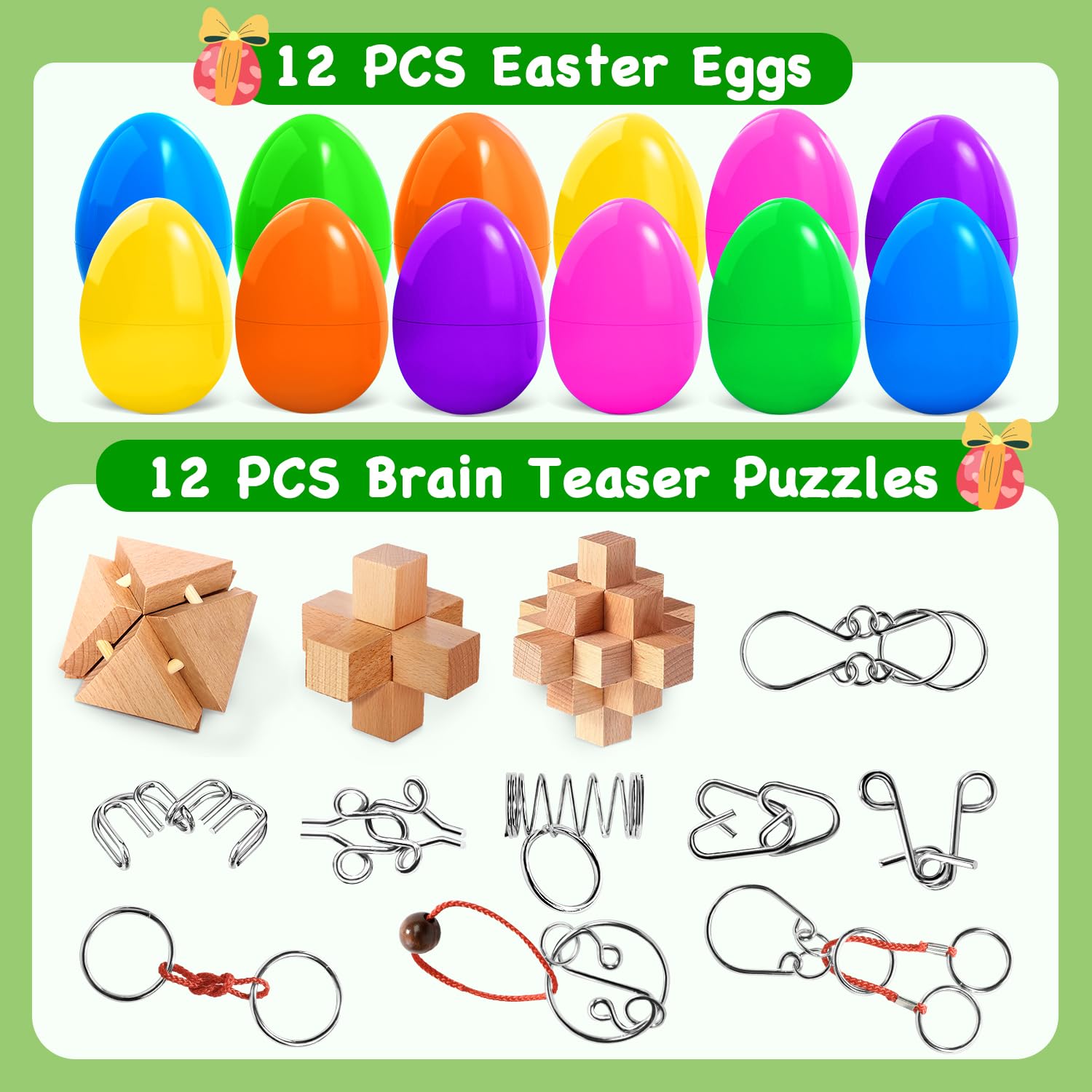 DEKWELL brain teaser puzzles kit inside eggs for family Easter fun
