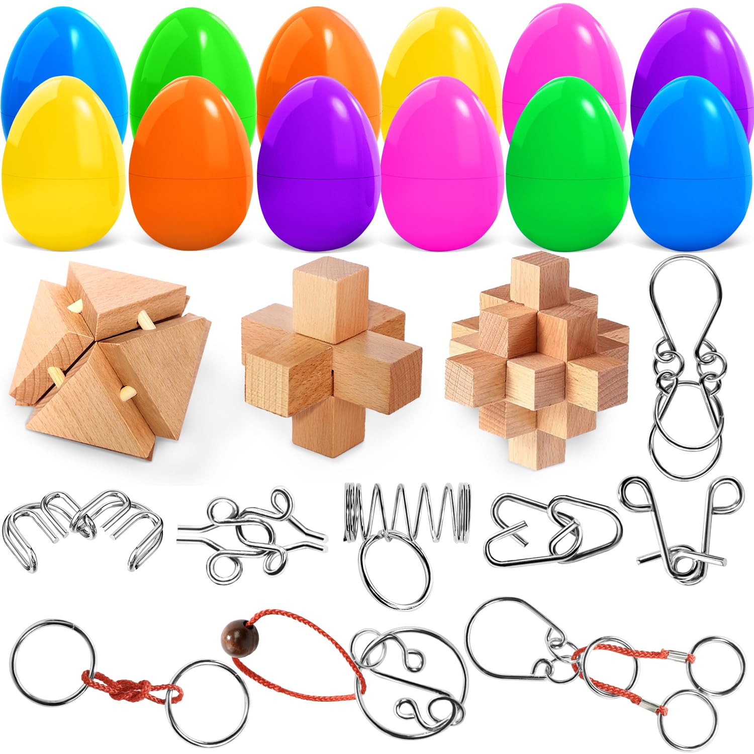 DEKWELL prefilled Easter eggs with brain teaser puzzles for kids and teens