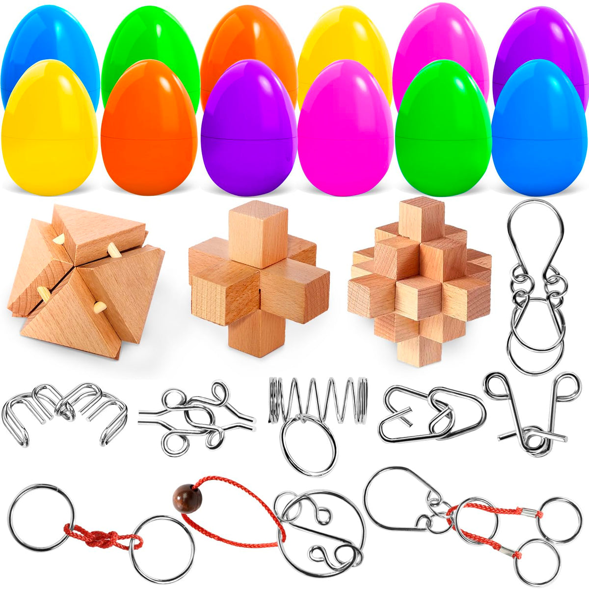 DEKWELL prefilled Easter eggs with brain teaser puzzles for kids and teens