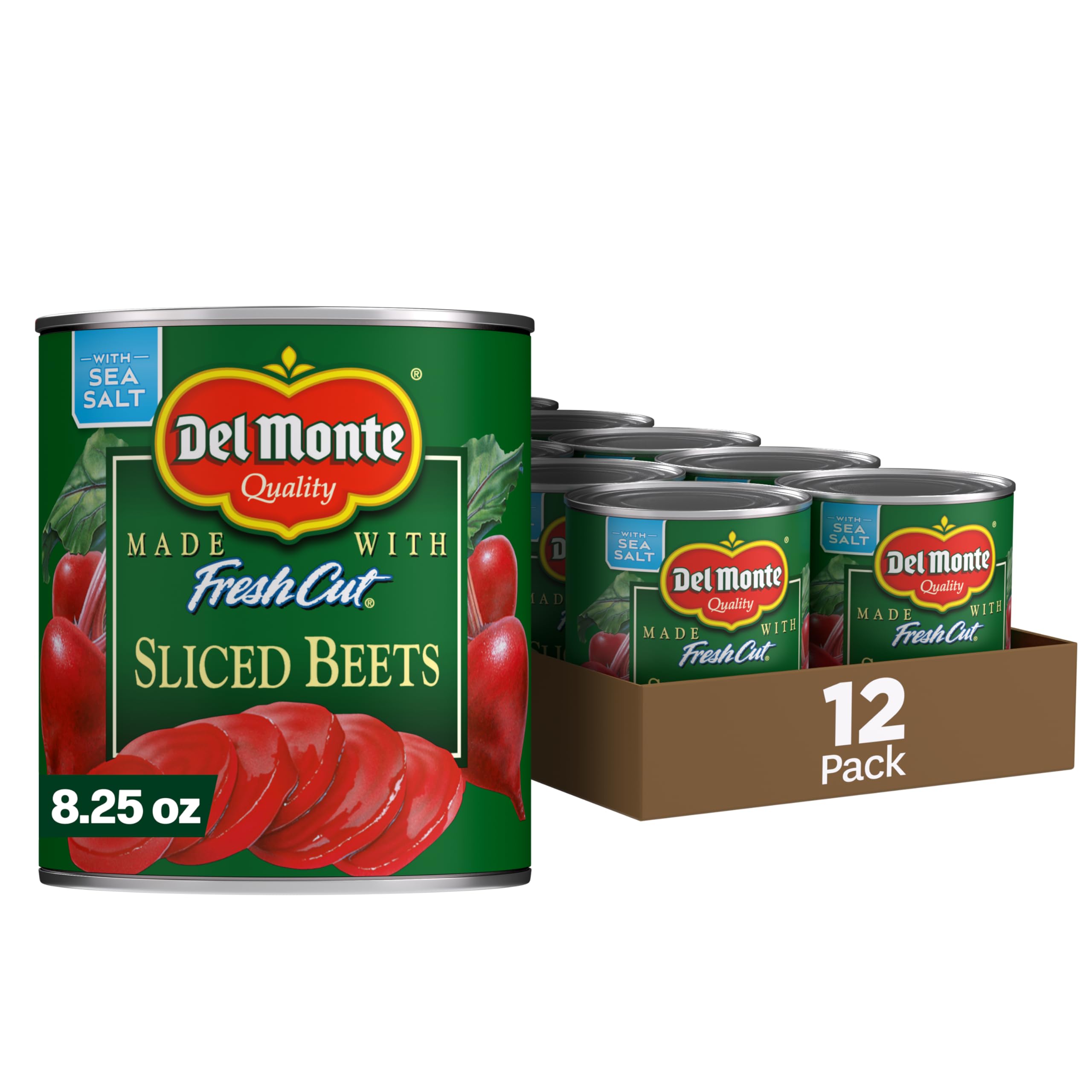 Del Monte fresh cut sliced beets can 8.25 oz showcased for quick side dishes.