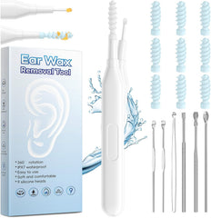 DELECLE ear wax removal tool with a soft silicone spiral head for gentle cleaning.