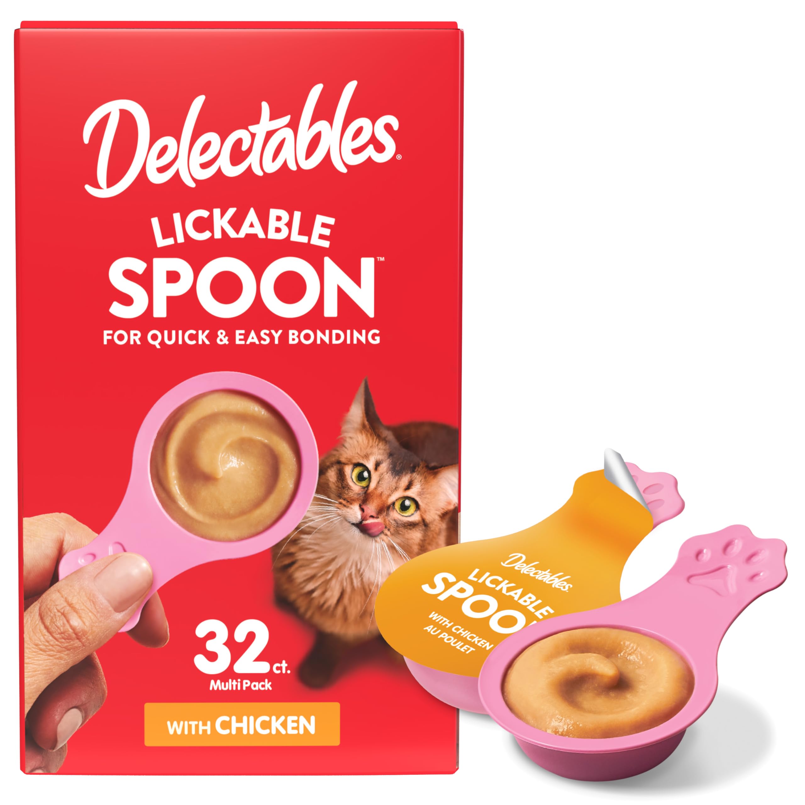 Delectables Lickable Spoon packaging showing real chicken for quick bonding