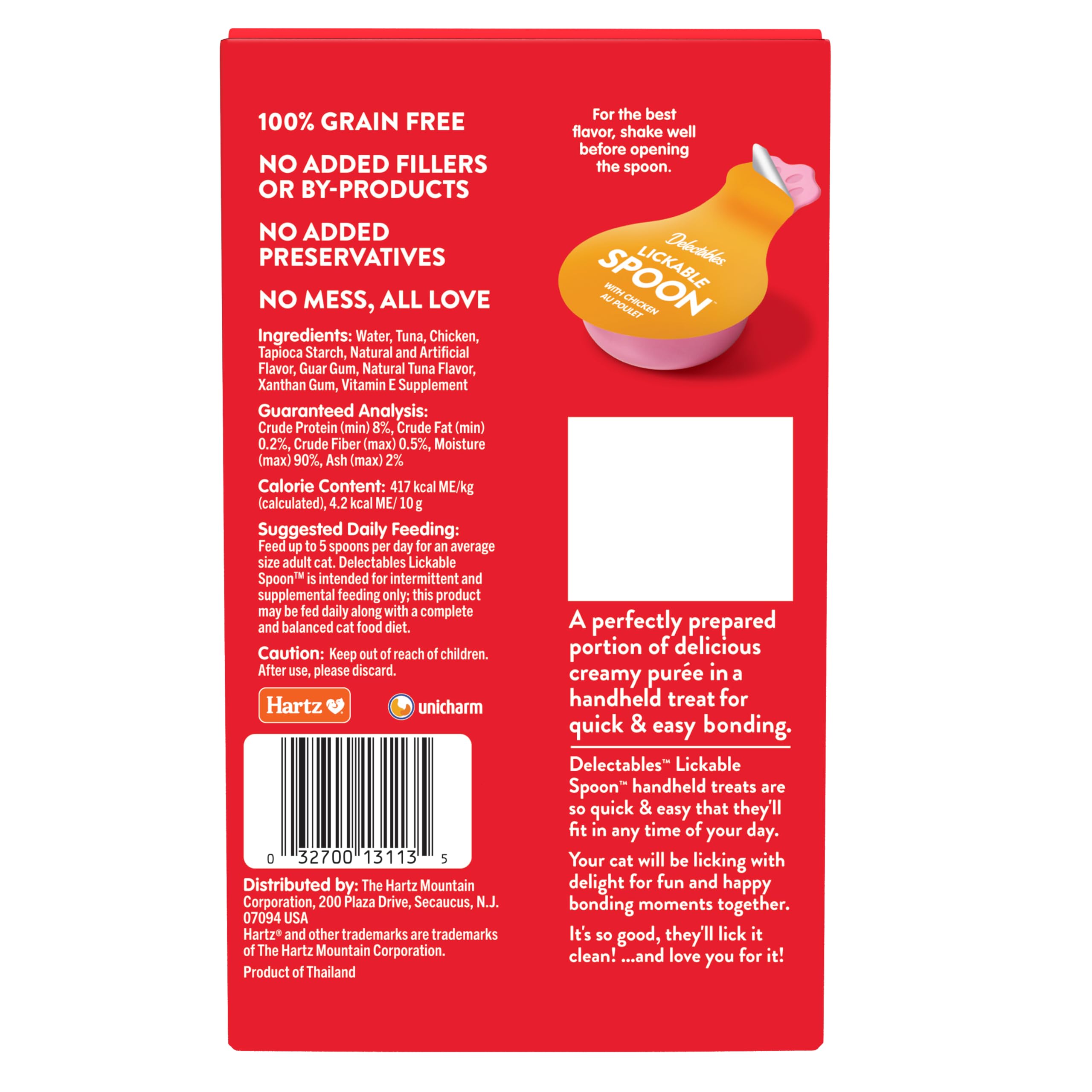 Grain-free icon on Delectables Lickable Spoon packaging indicating no grains
