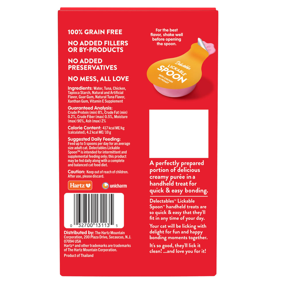 Grain-free icon on Delectables Lickable Spoon packaging indicating no grains