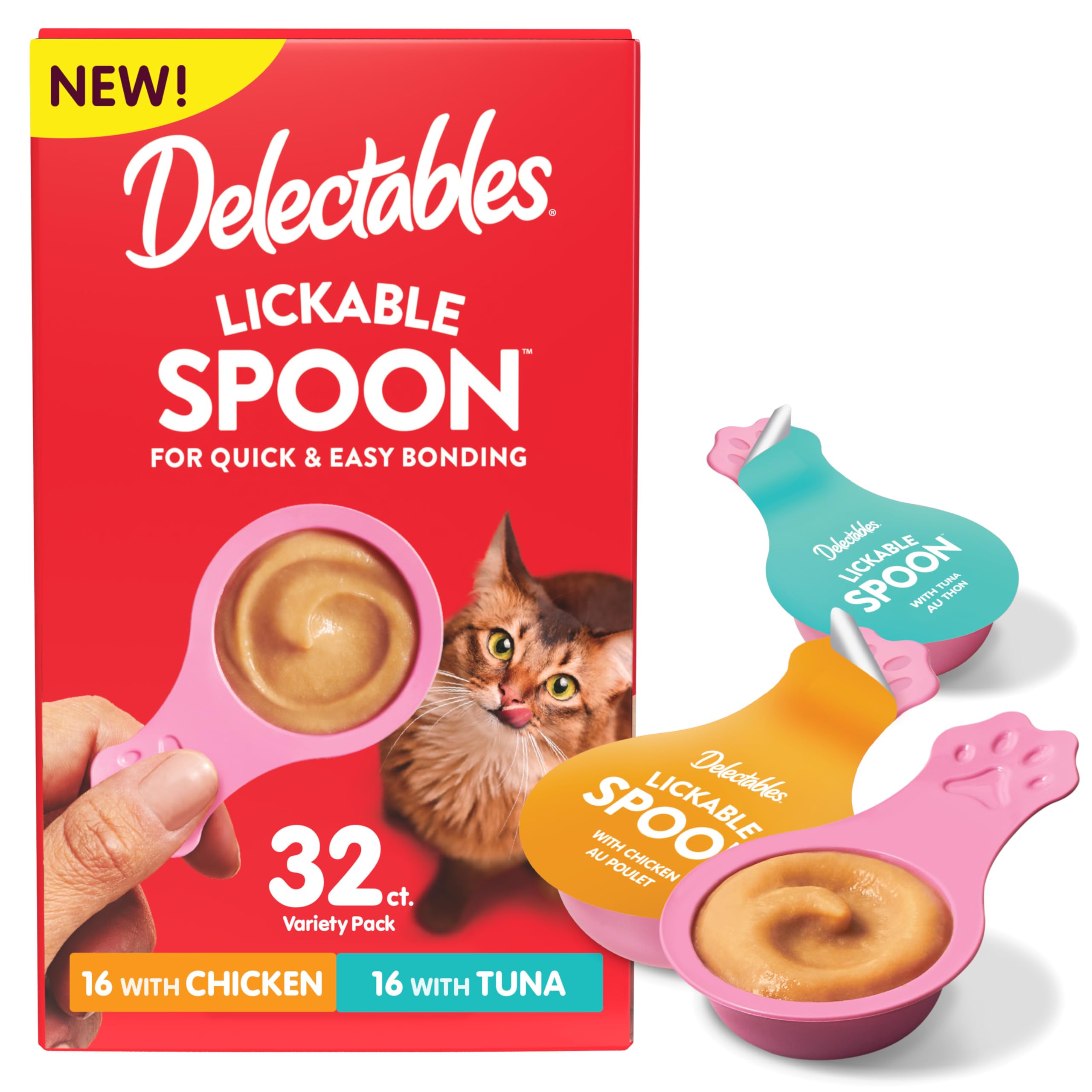 Delectables Lickable Spoon packaging shows convenient single-serve cat treat