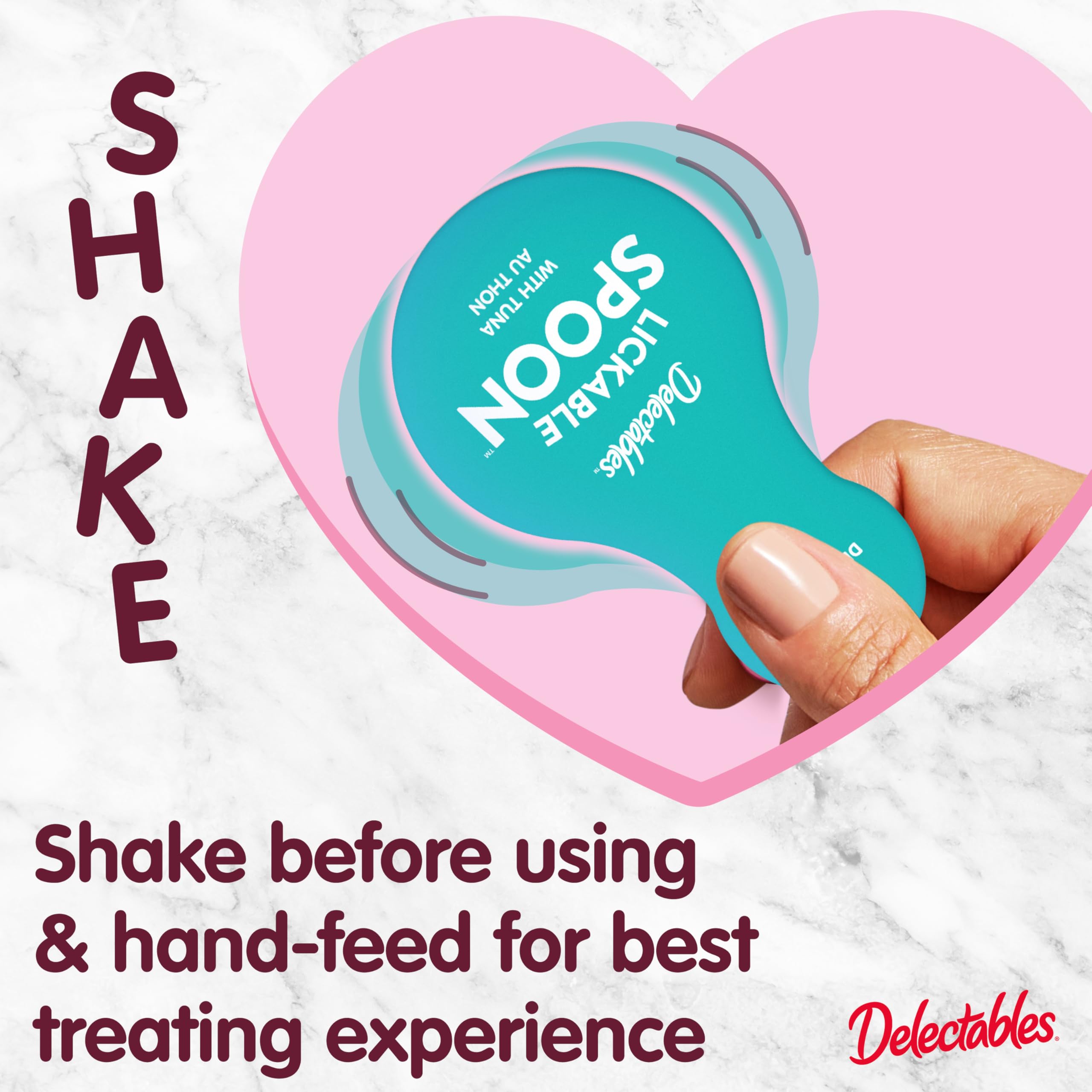 Delectables Lickable Spoon variety-pack display shows 32 single-serve spoons