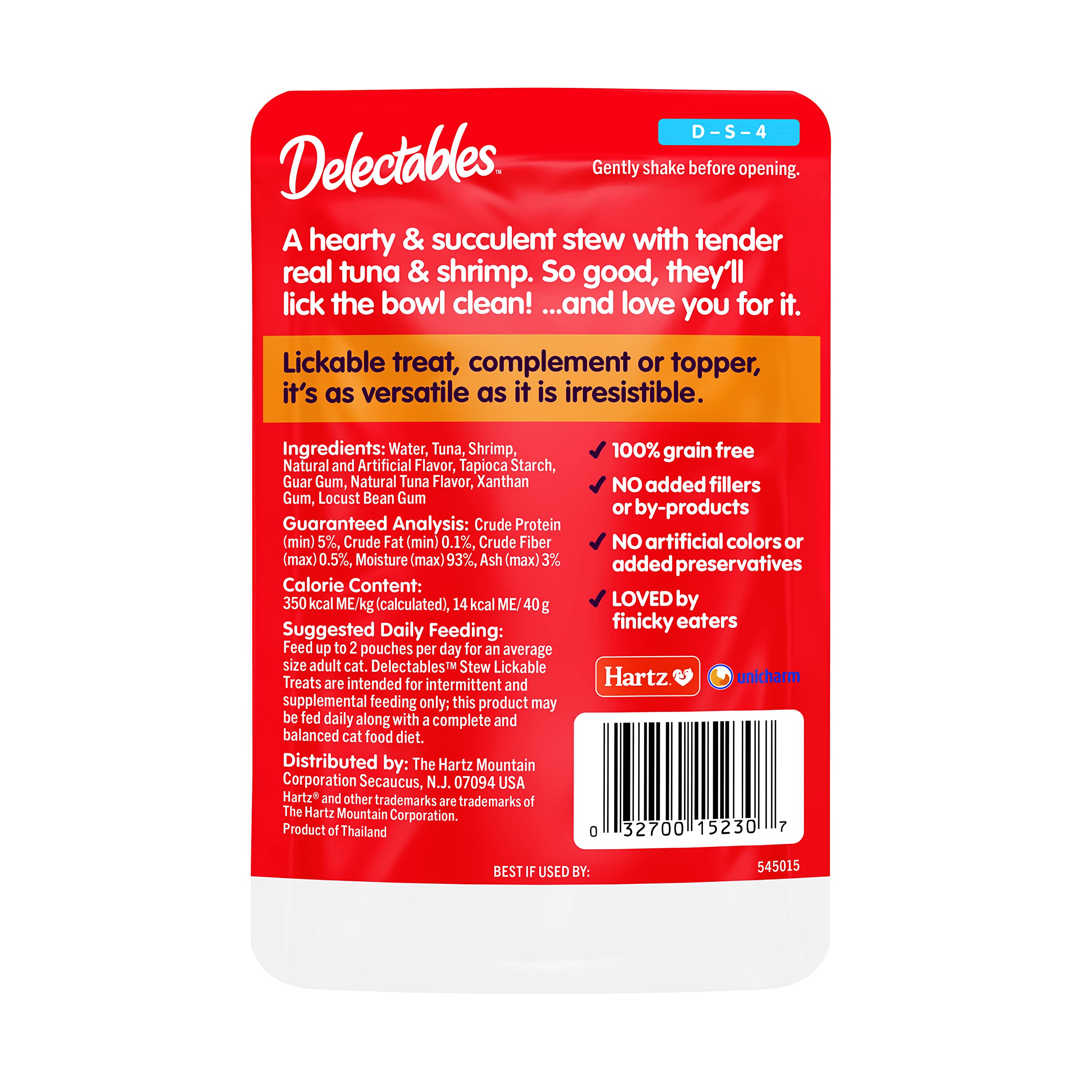 Delectables moisture-rich cat treat for enhanced hydration.