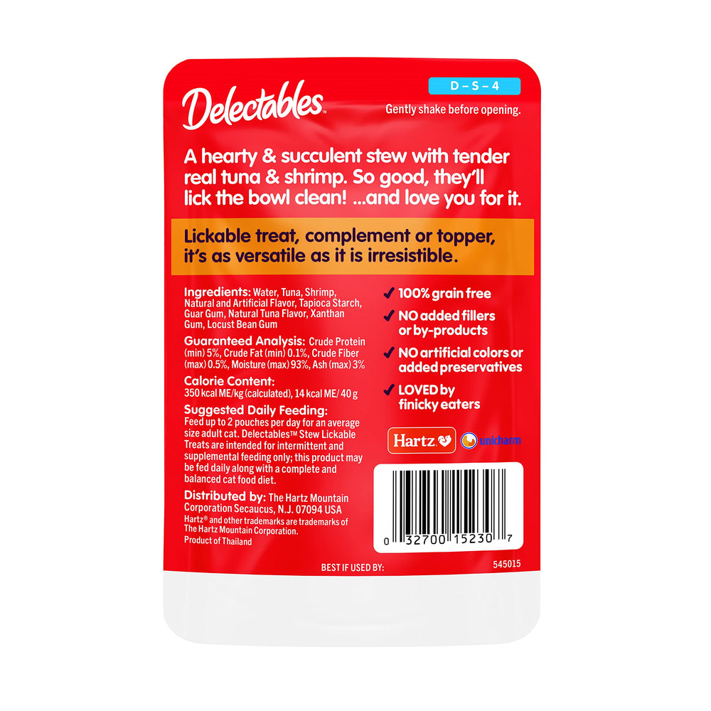 Delectables moisture-rich cat treat for enhanced hydration.