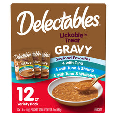 Delectables poche poisson sauce gravy 40 g — hydratation pratique et goût riche.