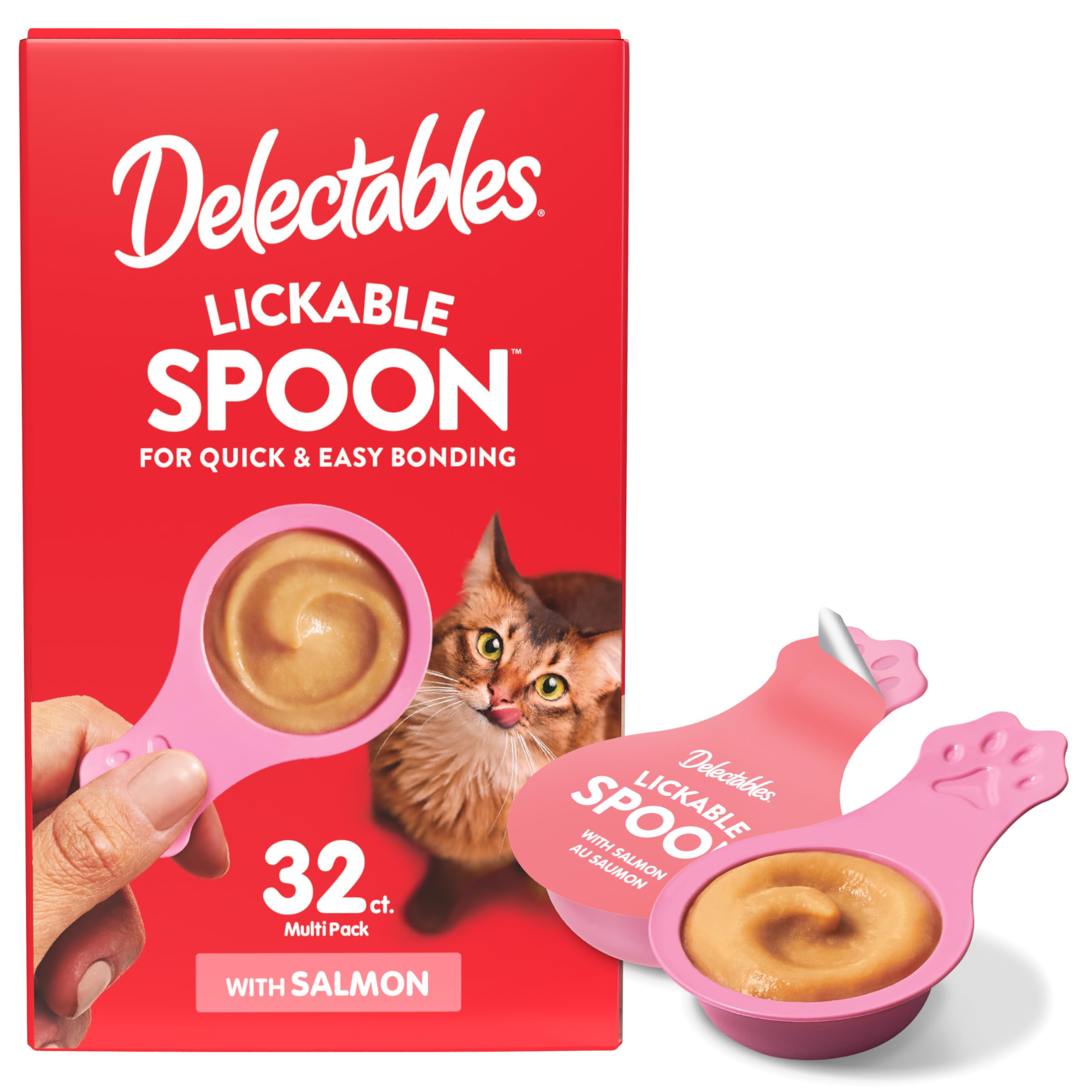 Delectables Salmon lickable spoon ready for quick bonding with your cat.
