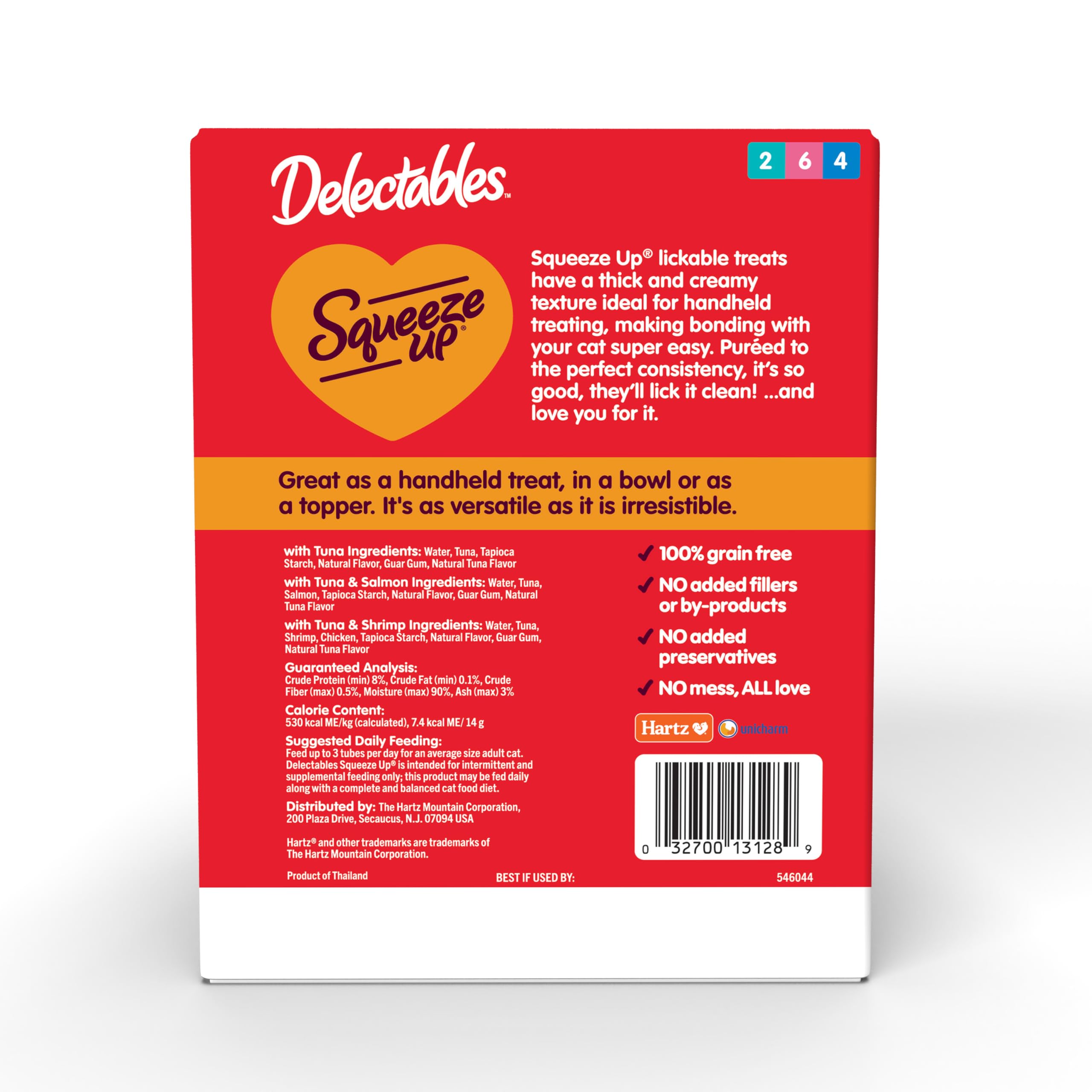 Delectables Squeeze Up grain-free label highlights no fillers or by-products