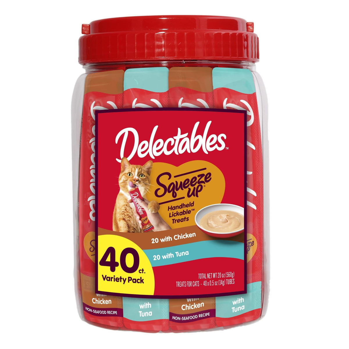 Delectables Squeeze Up 40-tube variety pack for easy cat bonding.