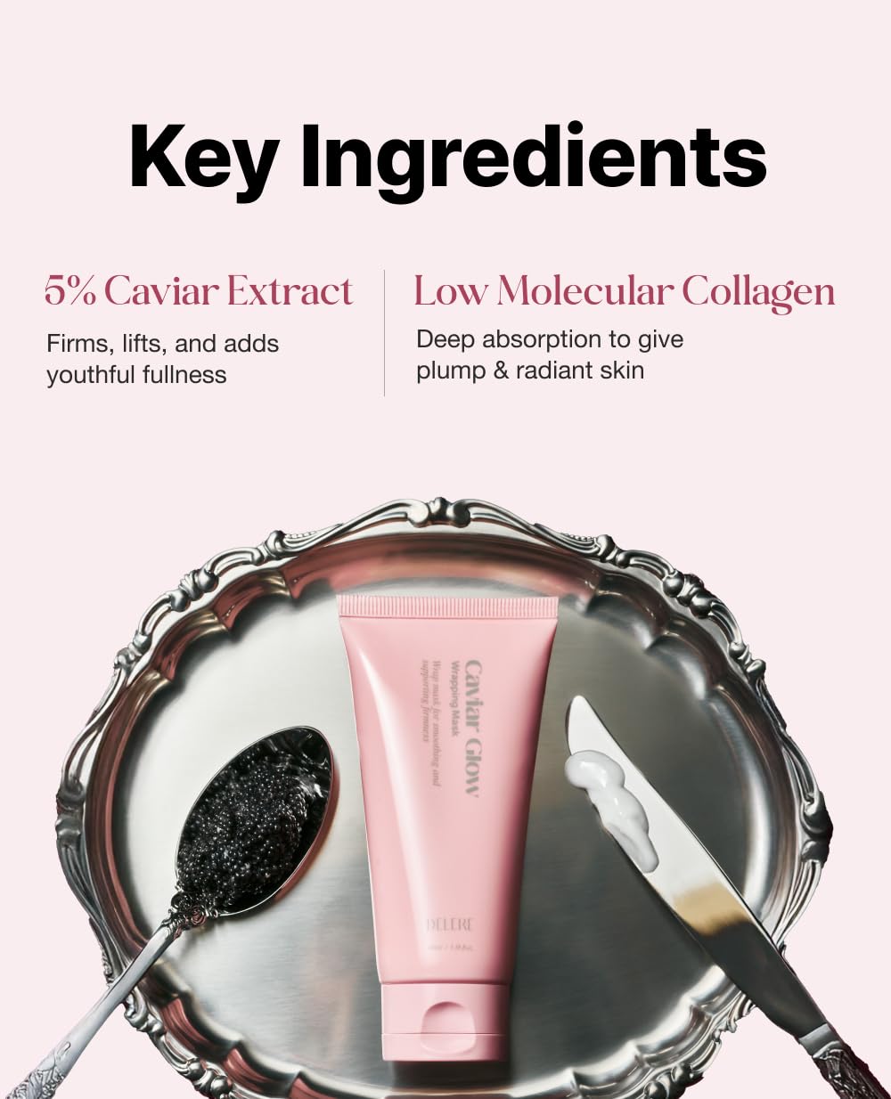 Delere Caviar Glow Wrapping Mask surface after dry-down with subtle luminosity