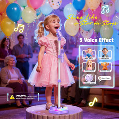 Delighkidz adjustable stand with LED lights creating a concert vibe