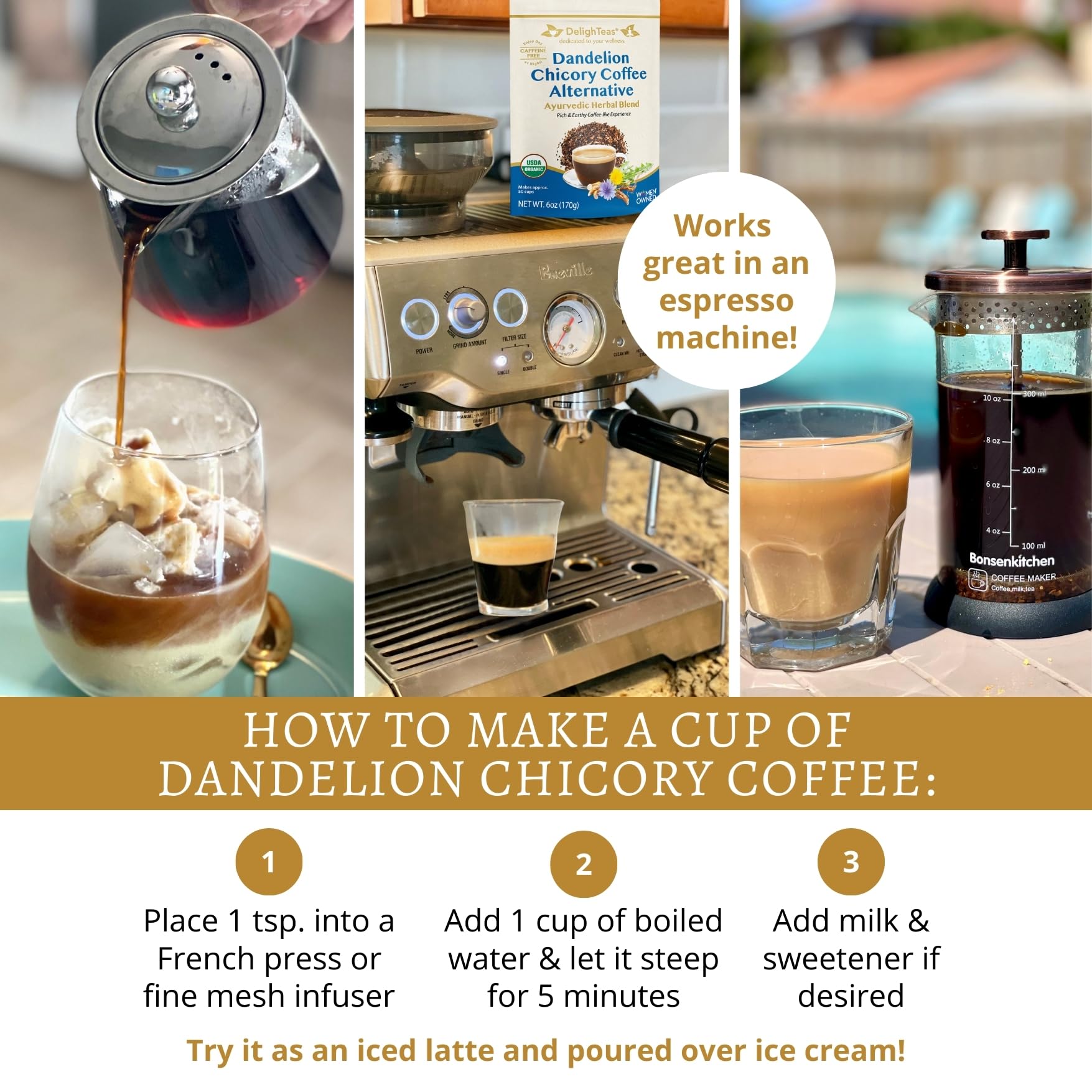 DelighTeas French press brew captures aroma and texture.
