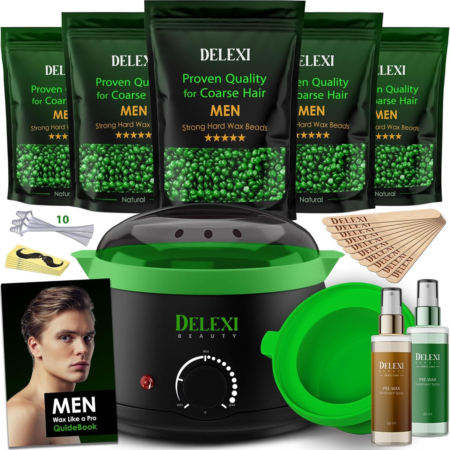 DELEXI back waxing system for coarse hair delivering long-lasting smooth skin.