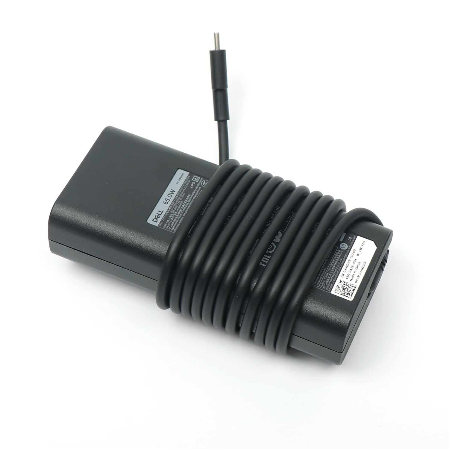 Dell 65W USB-C charger with USB-C tip suitable for modern laptops.
