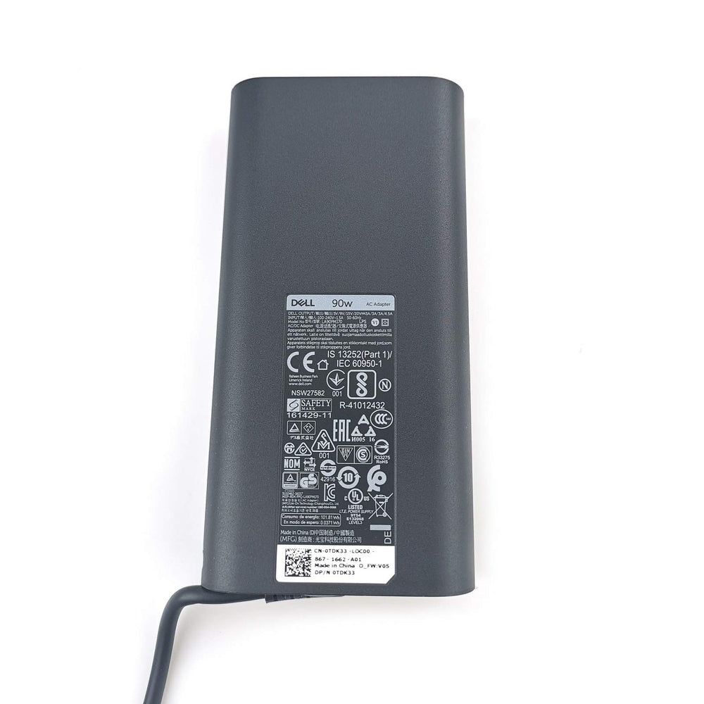 Dell 90W USB-C charger label detail for quick spec checks.