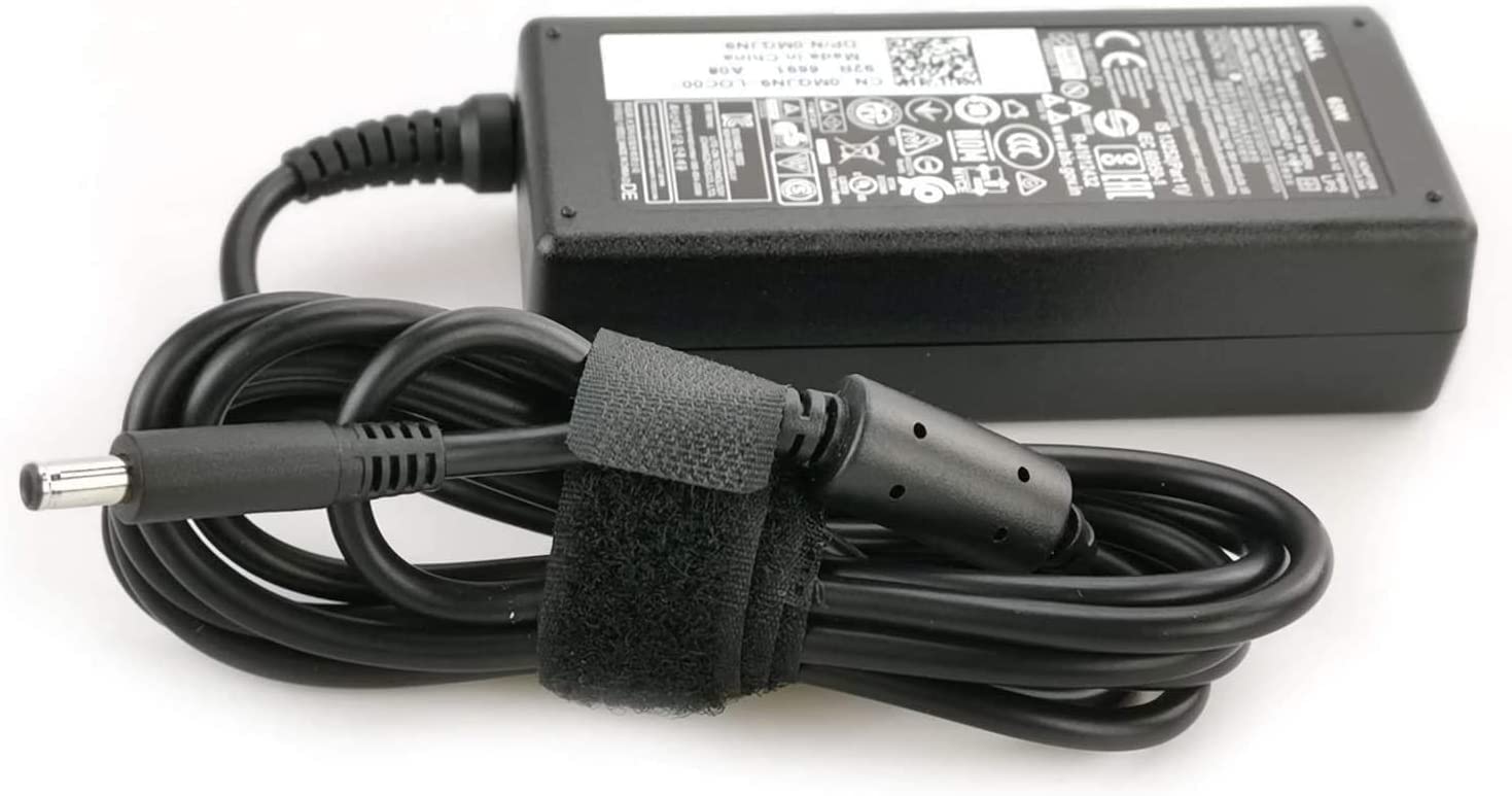 Portable black design of Dell charger for easy carrying.