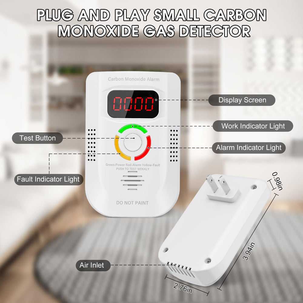 Deller CO detector shows LED display and current CO concentration