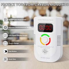 Deller CO detector alarm activates audible and visual alerts