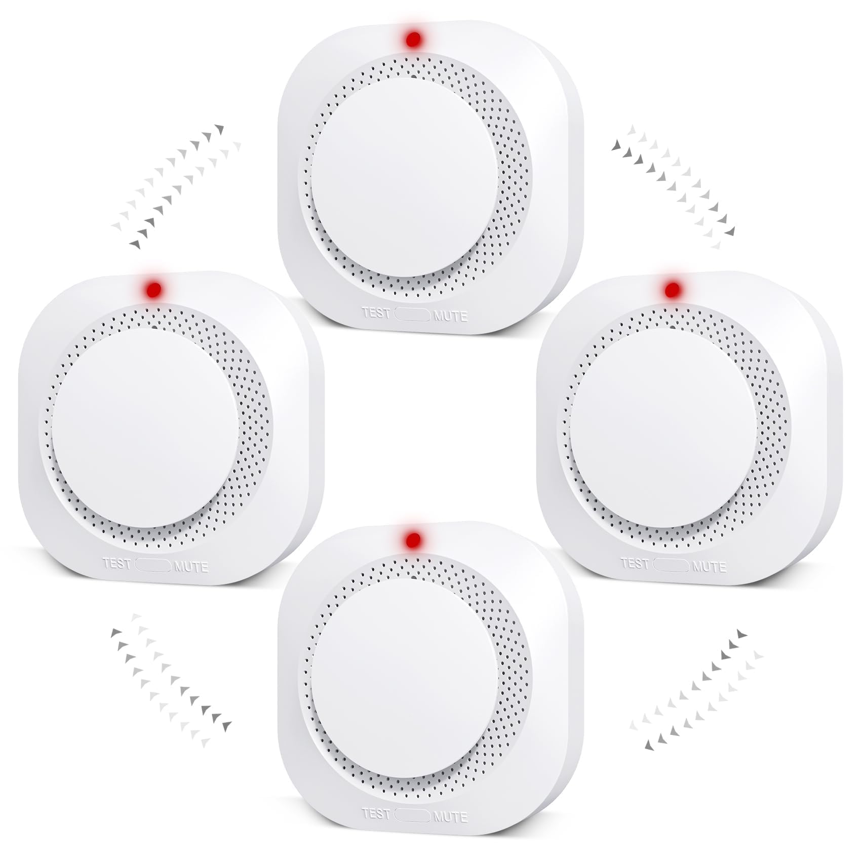 Deller Smoke Detector 4-pack with LED indicator for quick status at a glance.