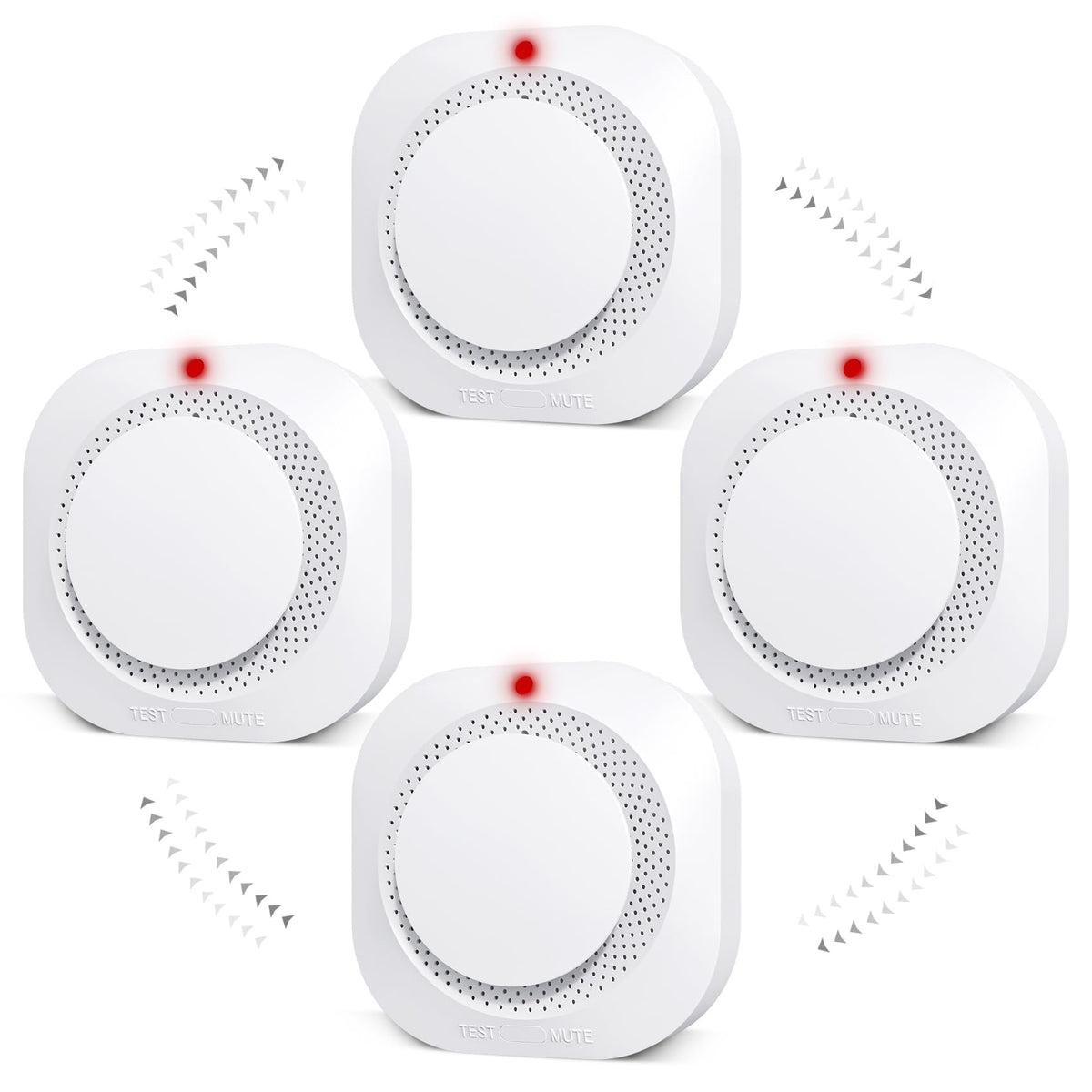 Deller Smoke Detector 4-pack with LED indicator for quick status at a glance.