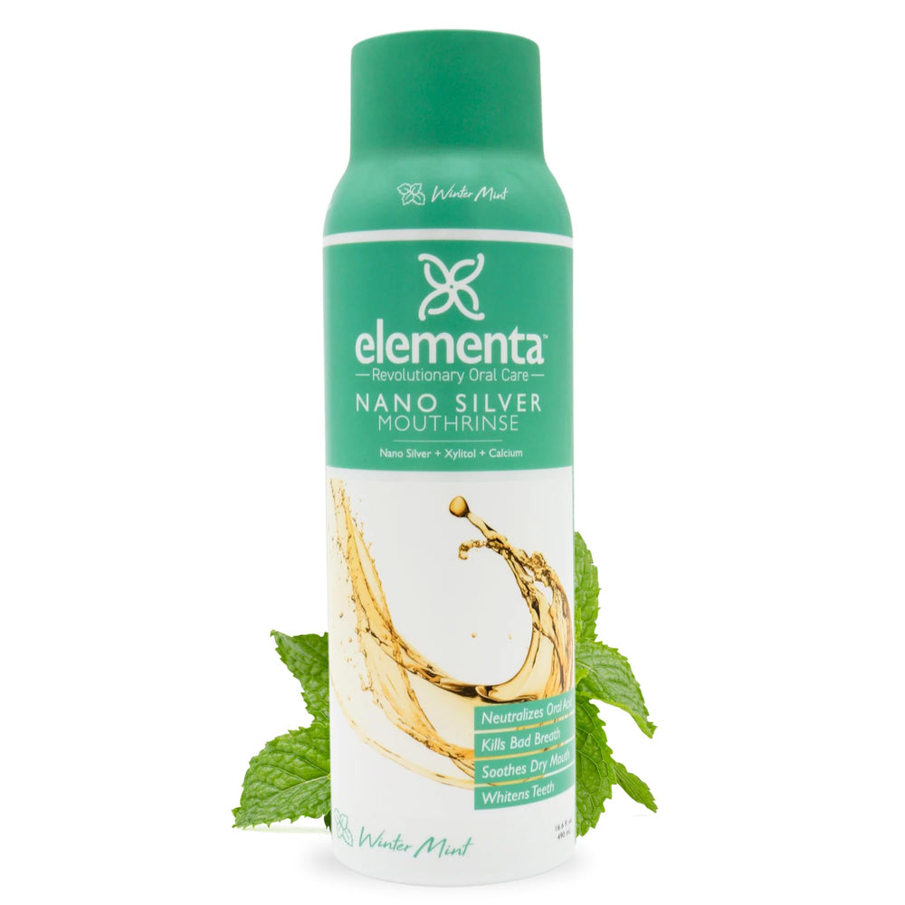 Delsmile Elementa Silver Mouth Rinse Wintermint bottle showing refreshing minty freshness