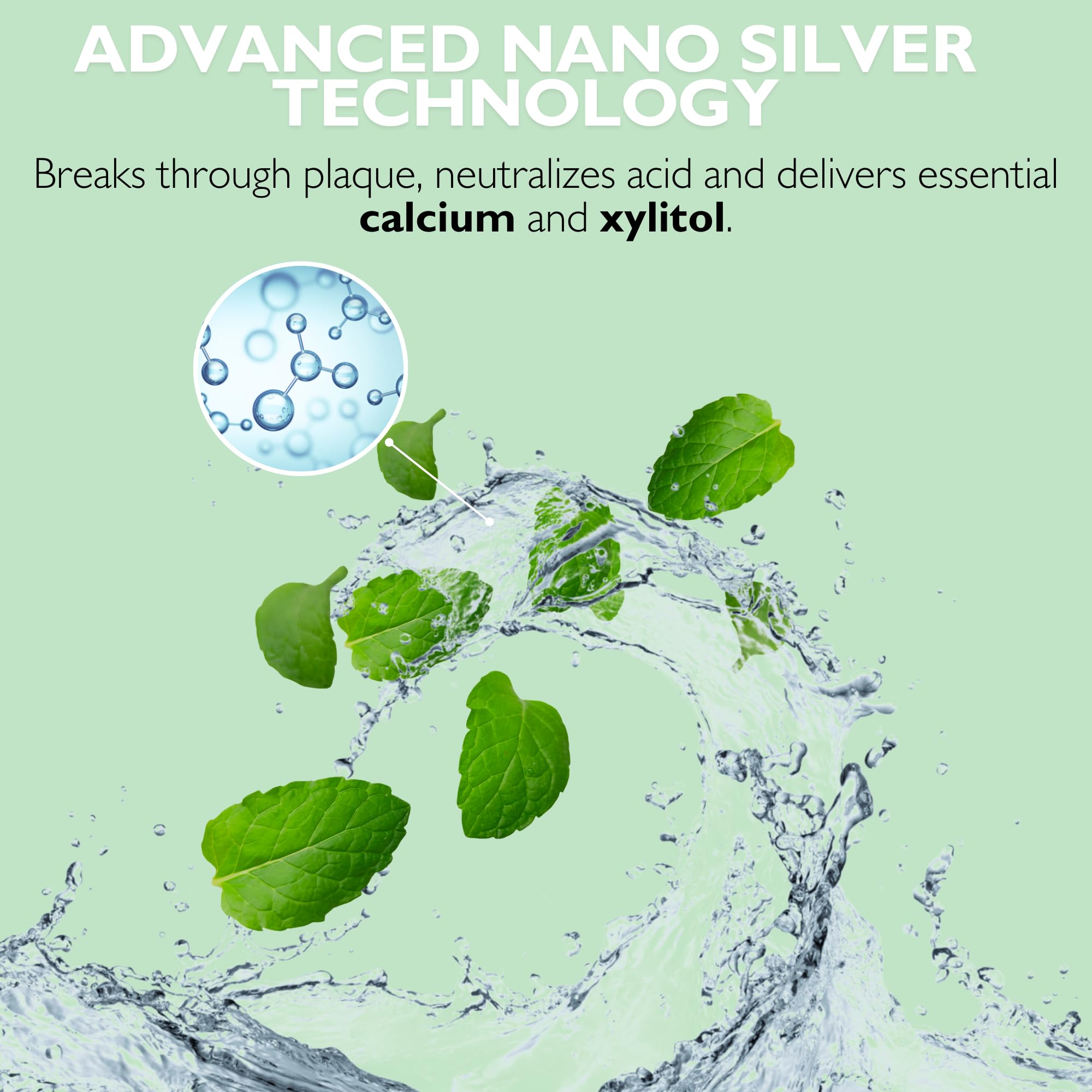 Label close-up of Elementa Silver Mouth Rinse highlighting premium ingredients