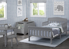 Delta Children Canton guardrails close-up emphasizes safety features and secure sleeping feel.