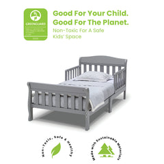 Delta Children Canton bed grey in-room setup demonstrates versatile fit with any decor.