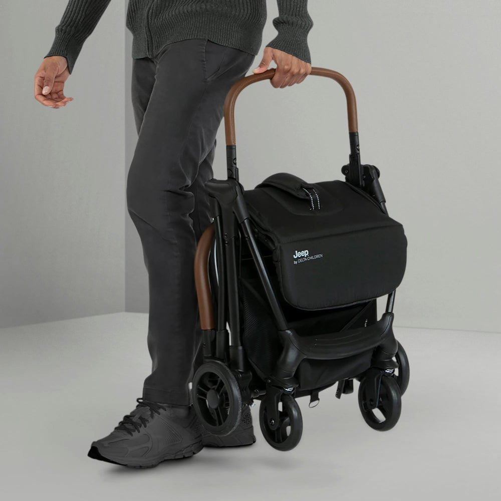 Extendable canopy on the Jeep Altitude stroller shields sun