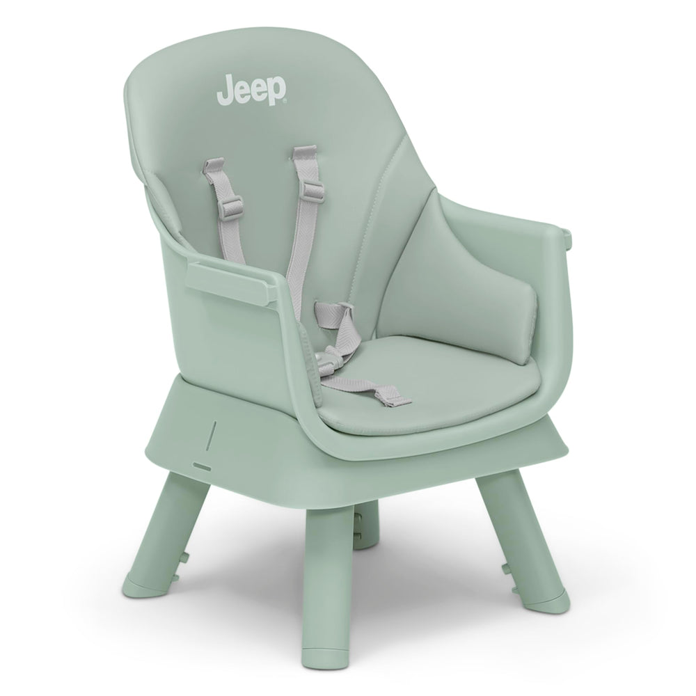 Delta Children Jeep Milestone high chair suitable for ages 6 months to 3 years or 35 inches.