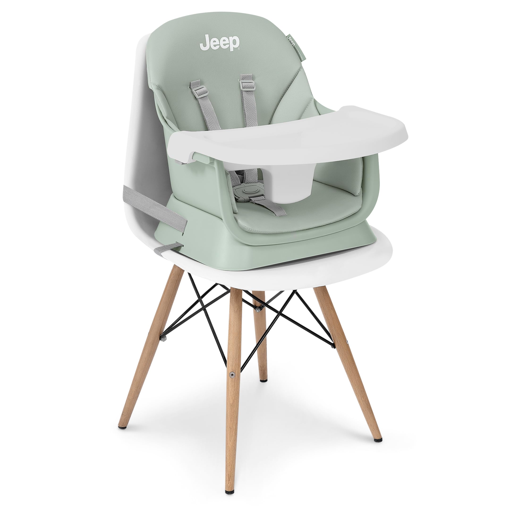 Delta Children Jeep Milestone high chair with anti-slip feet keeps it steady during meals.