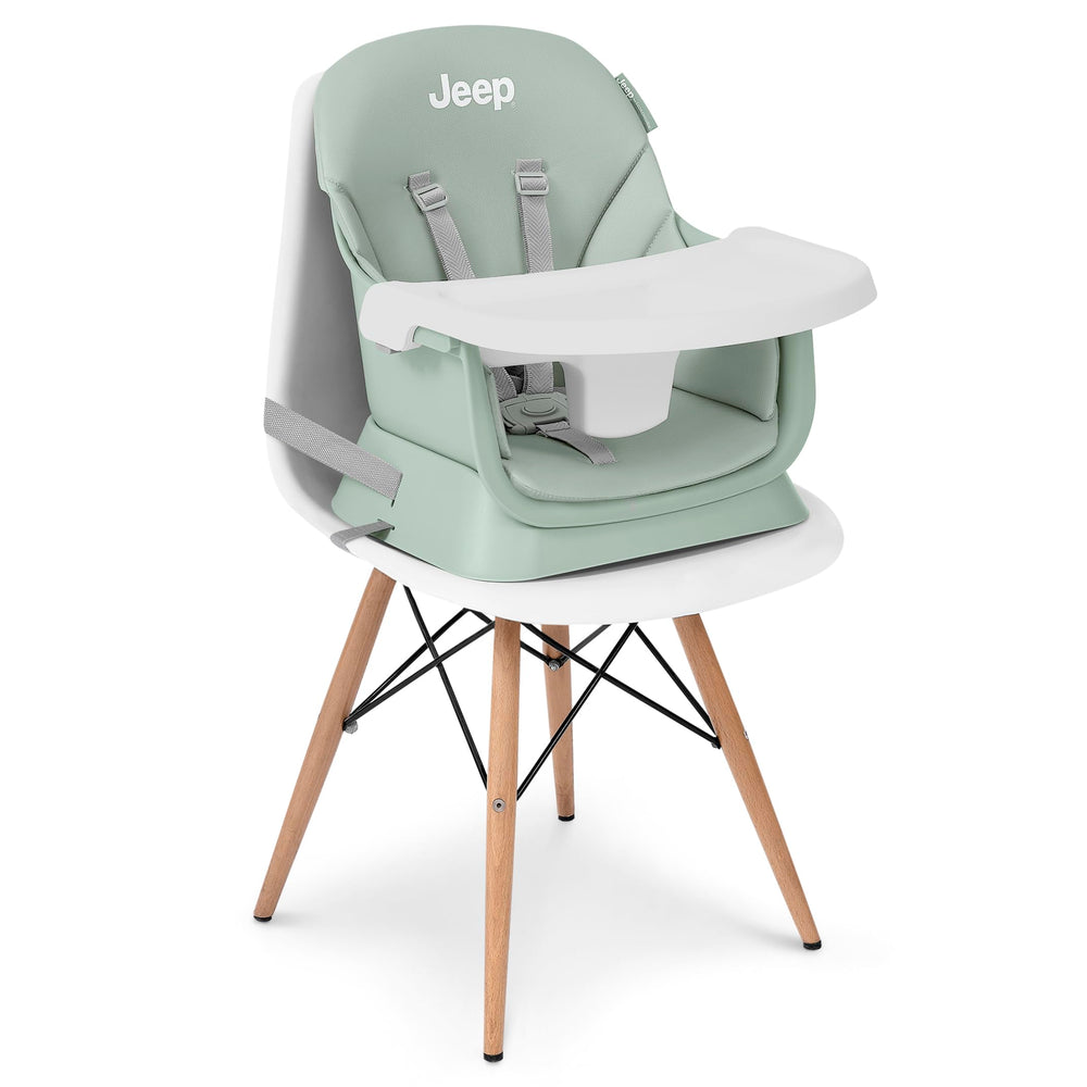 Delta Children Jeep Milestone high chair with anti-slip feet keeps it steady during meals.