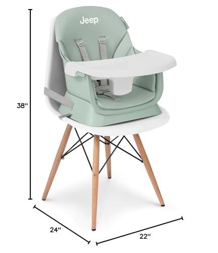 Delta Children Jeep Milestone high chair accommodates growing needs with generous weight and space allowances.
